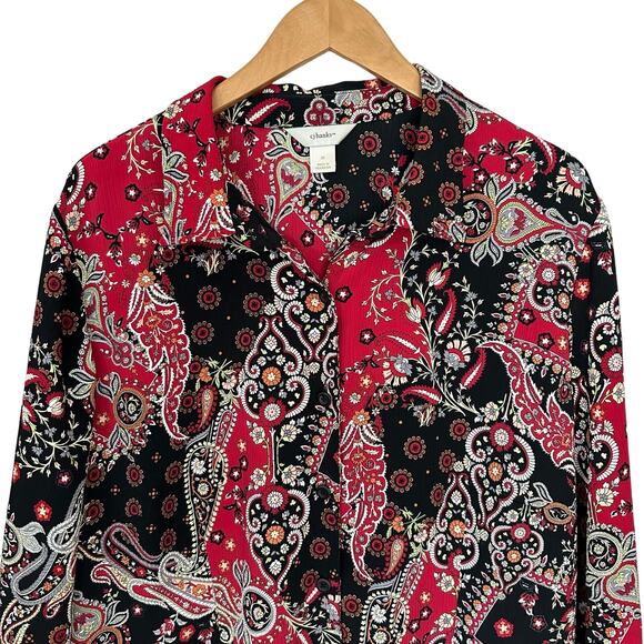 CJ Banks Top Womens 3X Floral Paisley Multicolor Career Casual Office Button Up - Picture 5 of 7